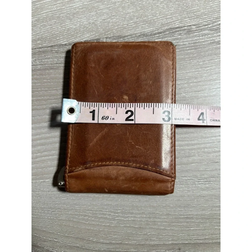 Amelleon Mens Brown Leather RFID Blocking Bifold Money Clip Wallet ID Window